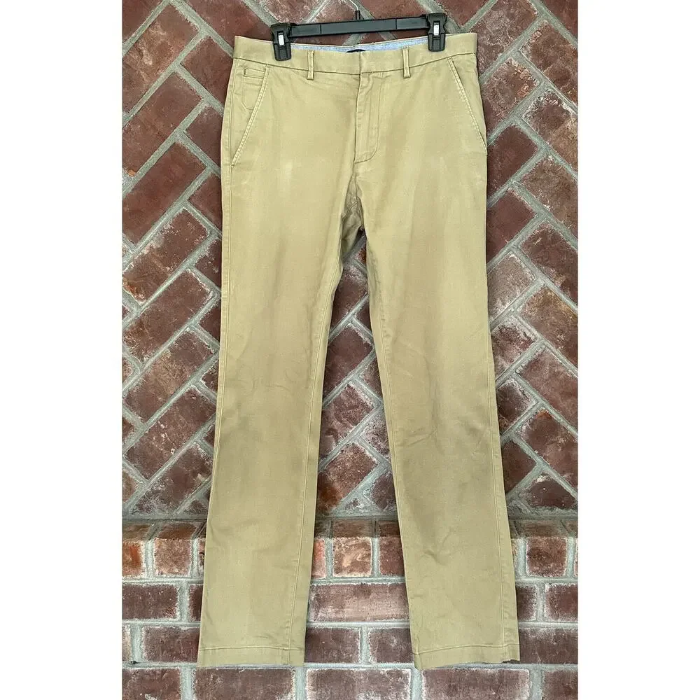 Banana Republic Kentfield Dress Pants Mens 32 x 32 BEIGE KHAKI‎ Flat Front